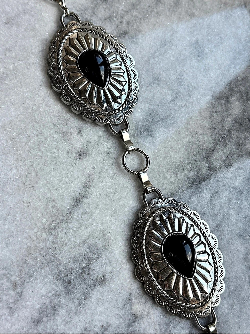 Black & Silver tone Concho Southwest Belt